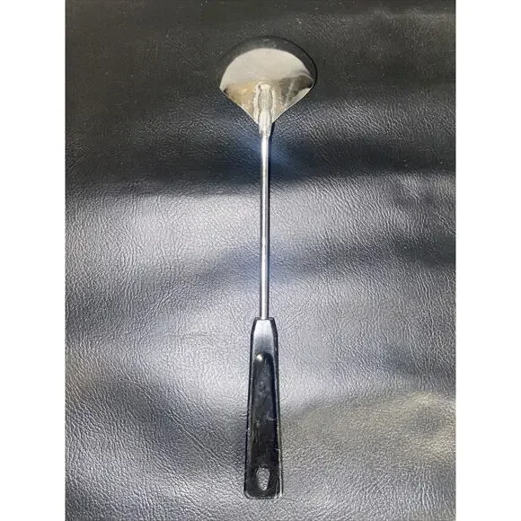 EKCO 11.5” Serving Spoon Stainless Steel Black plastic Handle USA Vintage - Picture 2 of 9